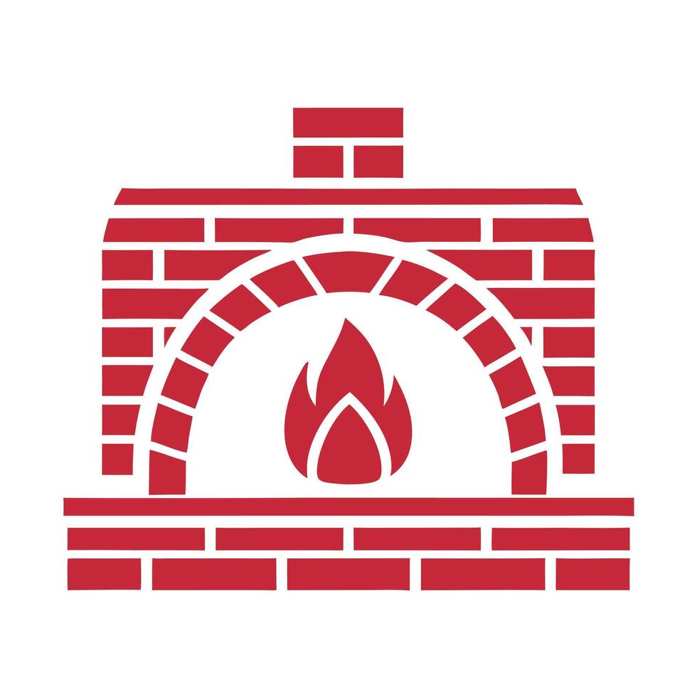 Red Brick Oven Fire Icon Simple Design vector