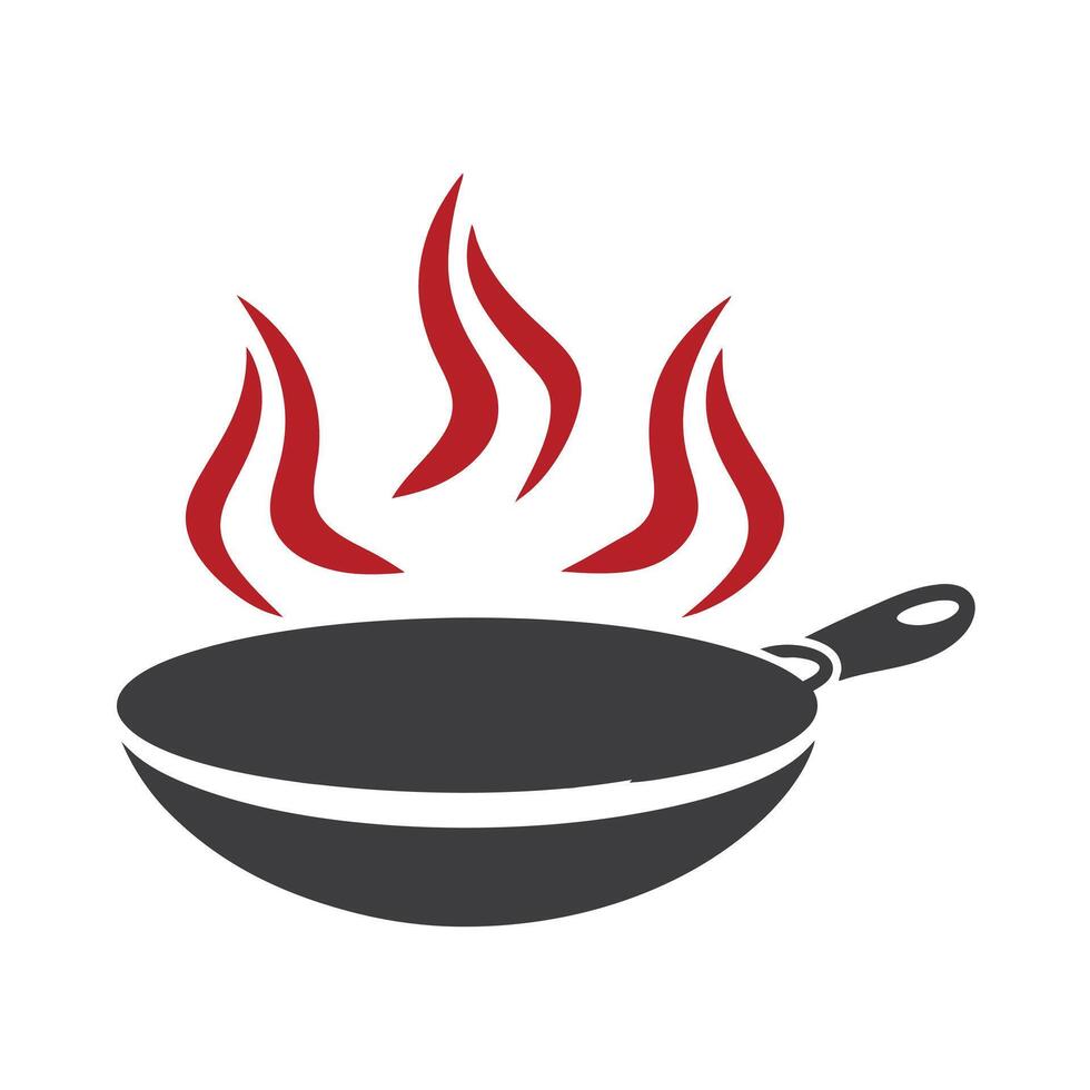 Gray Wok with Red Steam Cooking Food Icon Illustration vector
