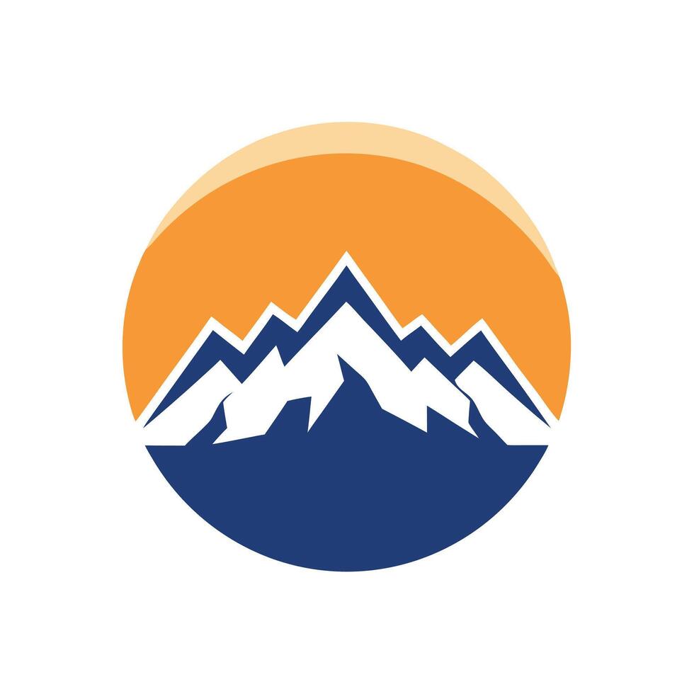 Abstract Mountain Range Logo Design in Blue White and Orange vector