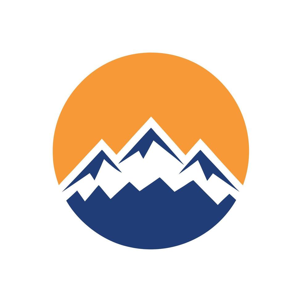 Abstract Blue Mountains Logo Orange Circle Design vector