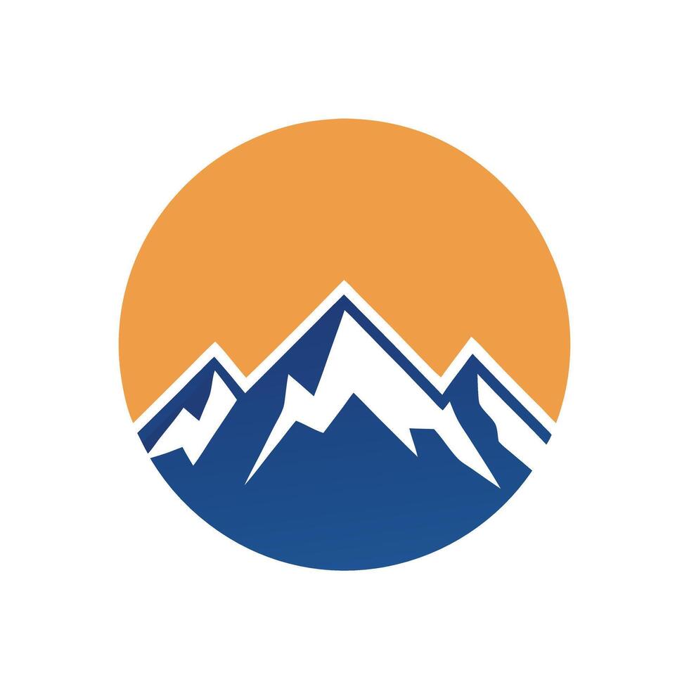 Blue Mountains Logo Design Orange Circle Background vector