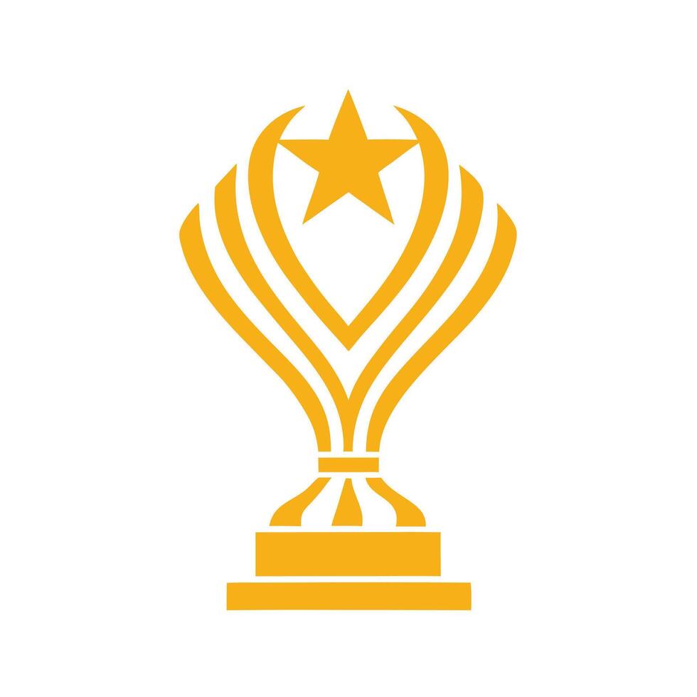 Golden Award Trophy with Star Design on White Background vector