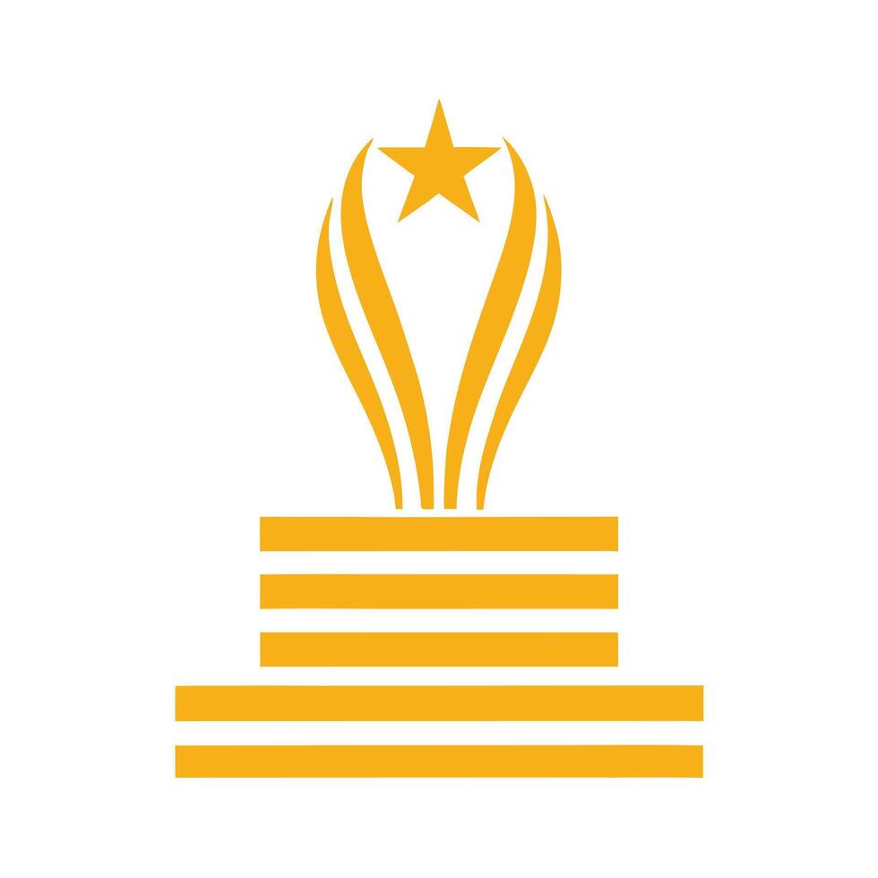 Golden Star Award Trophy on Stacked Platform with Abstract Wings Design vector
