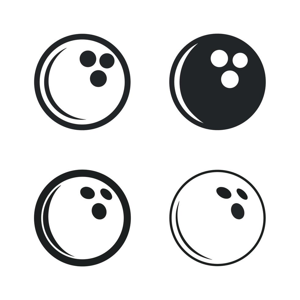 Four Bowling Ball Icons Black White Line Art Set vector