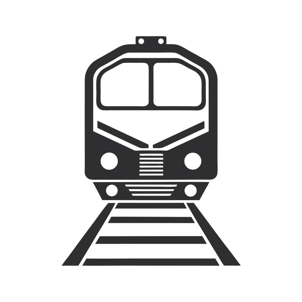 Black and White Train Icon on White Background locomotive vector