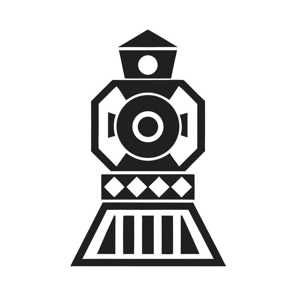 Black and White Train Locomotive Icon Simple Design vector