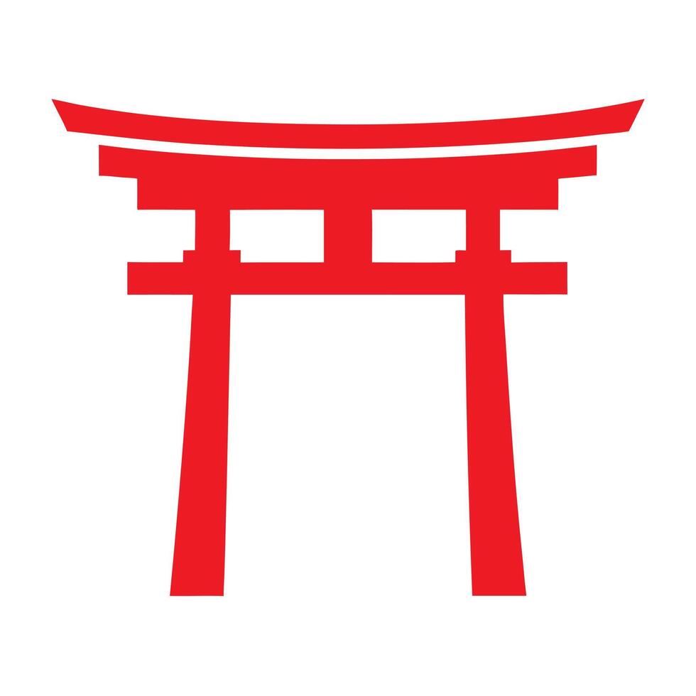 Red Japanese Torii Gate on White Background Simple Icon 1 vector