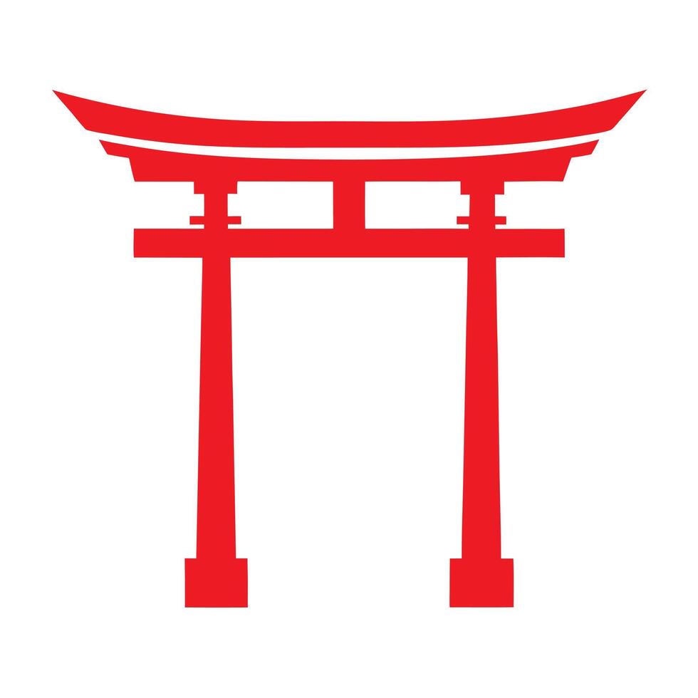 Red Japanese Torii Gate on White Background Simple Icon 3 vector
