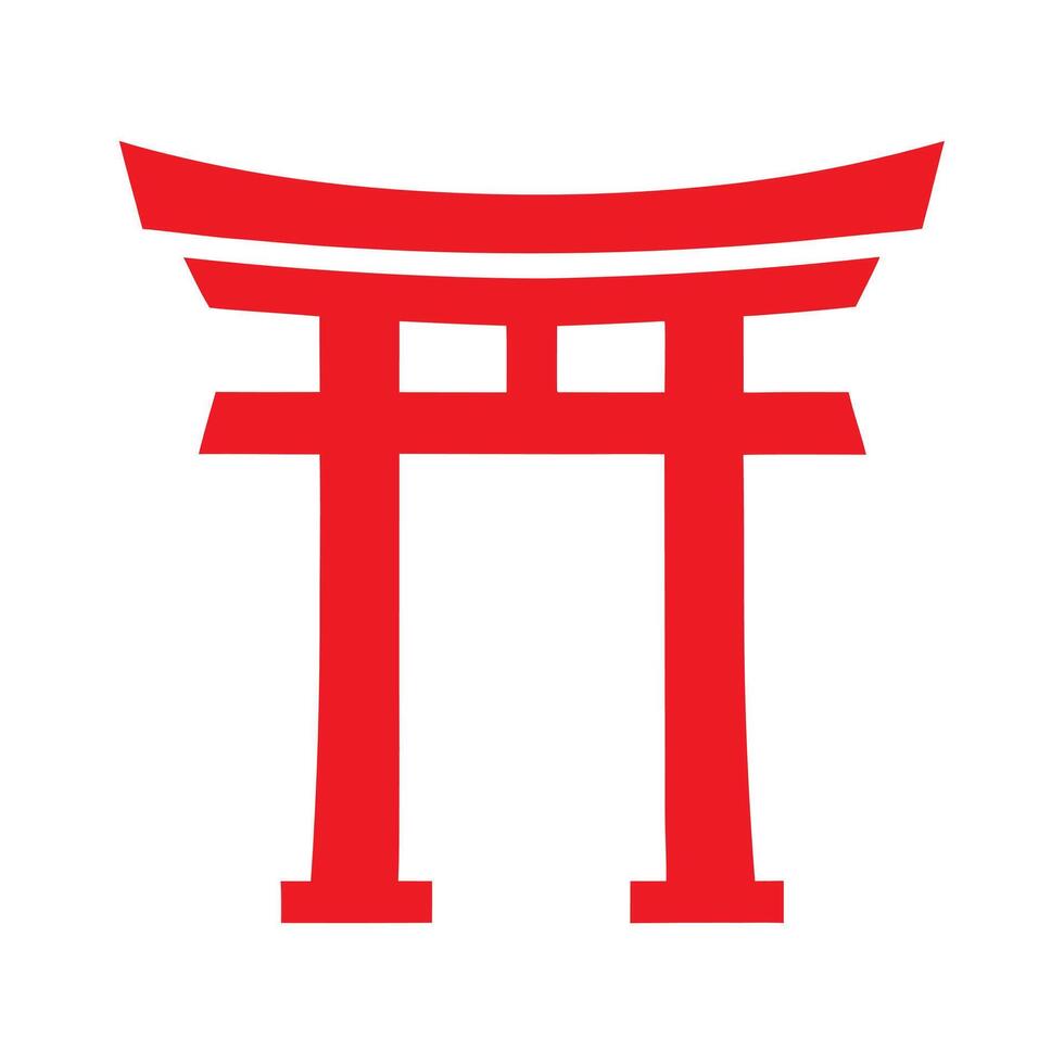 Red Japanese Torii Gate on White Background Simple Design 1 vector