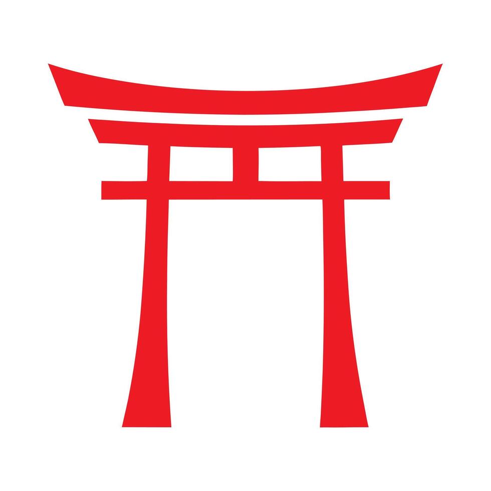 Red Torii Gate Japanese Shrine Symbol on White Background vector