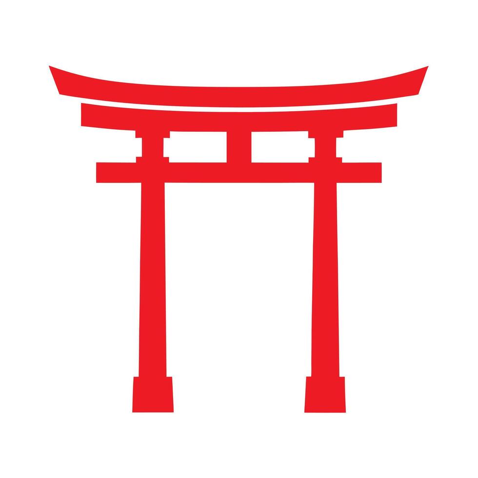 Red Japanese Torii Gate on White Background Simple Icon vector