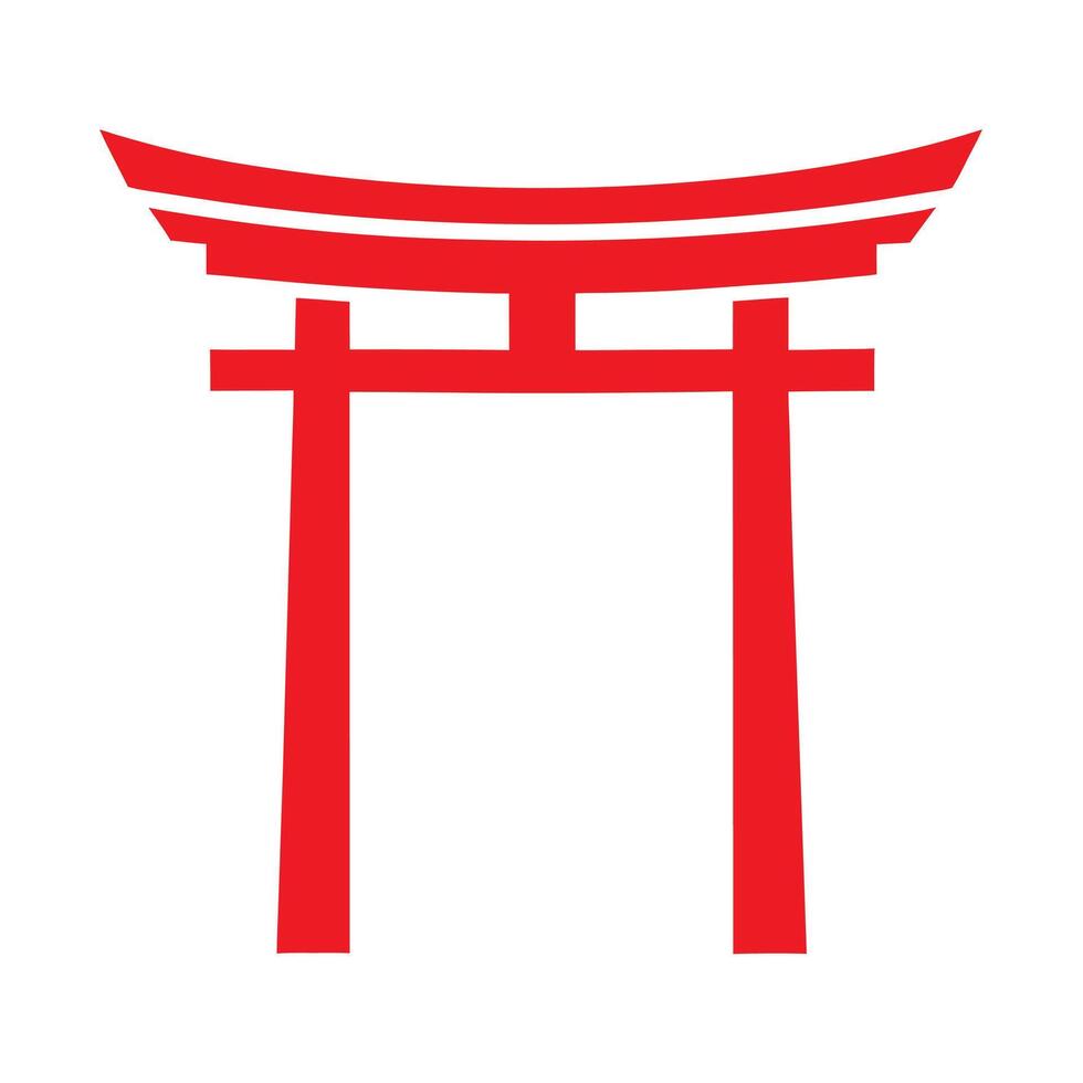 Red Torii Gate Japanese Shrine Symbol Isolated on White 1 vector