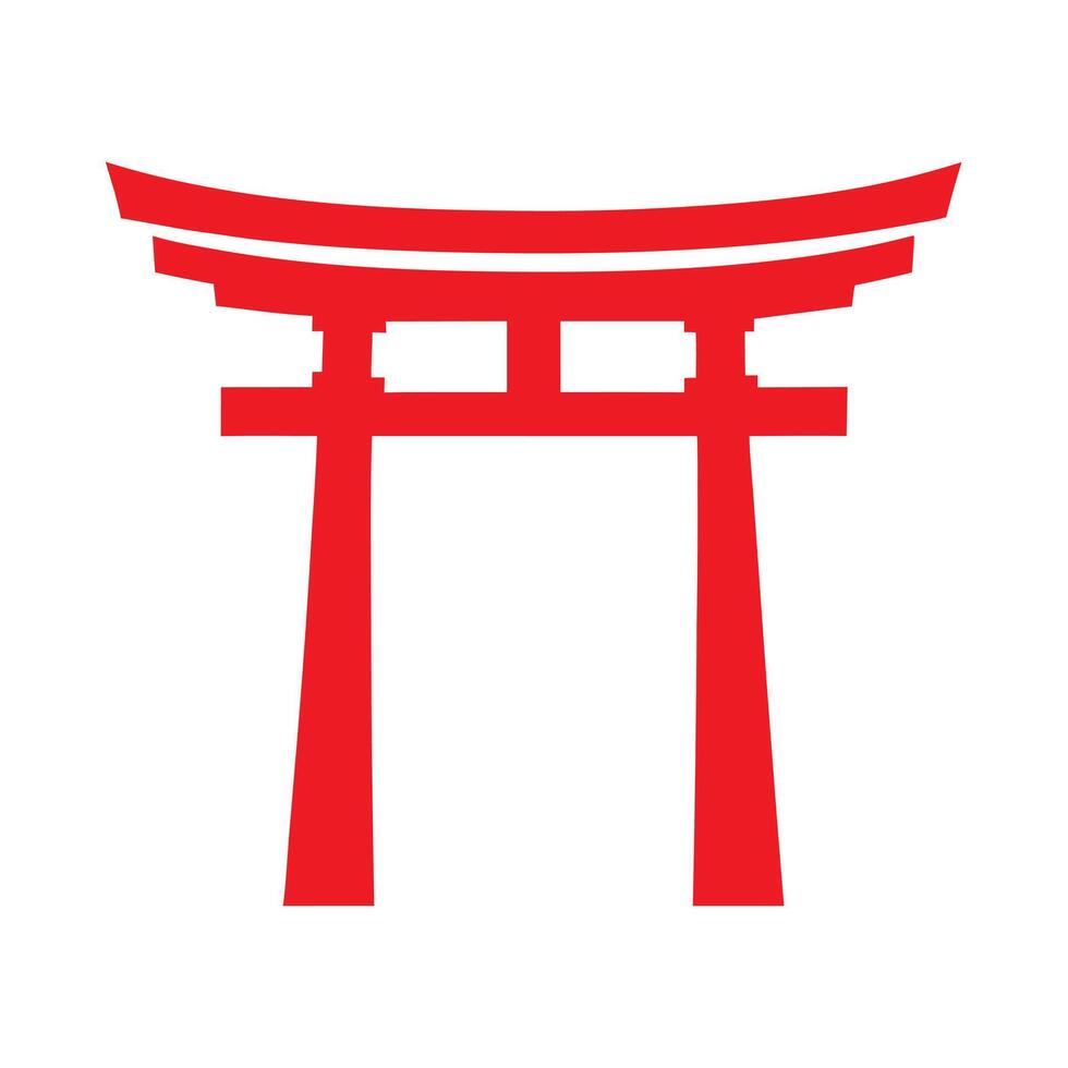 Red Torii Gate Japanese Shrine Symbol Isolated on White vector