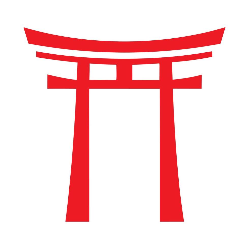 Red Japanese Torii Gate on White Background Simple Minimalist Design 1 vector