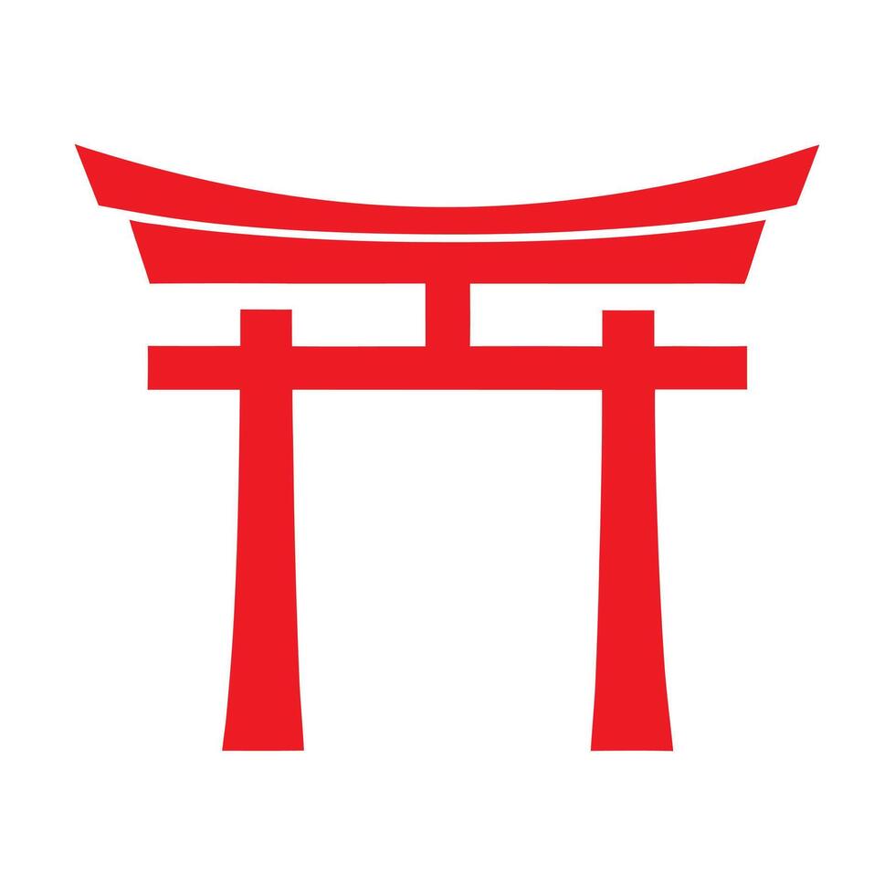 Red Japanese Torii Gate on White Background Simple Minimalist Design vector