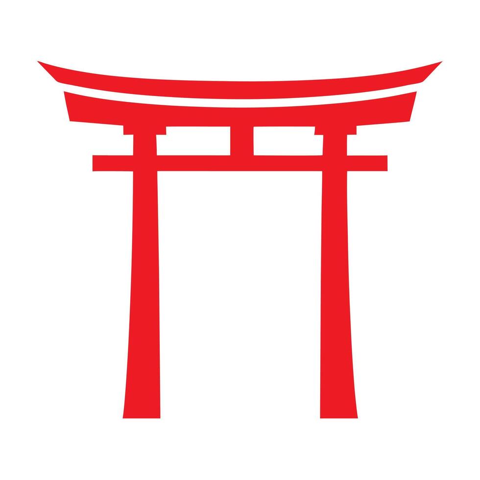 Red Torii Gate Japanese Shrine Symbol on White Background 1 vector