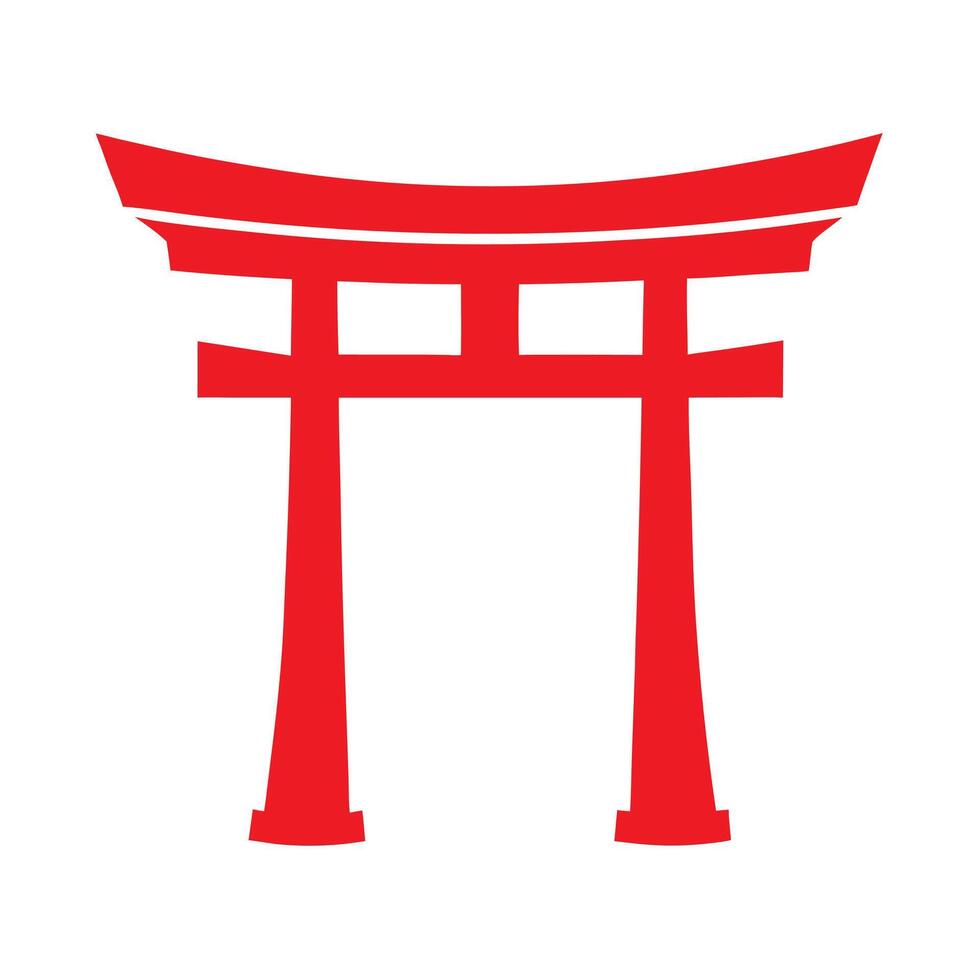 Red Japanese Torii Gate on White Background Simple Icon 2 vector