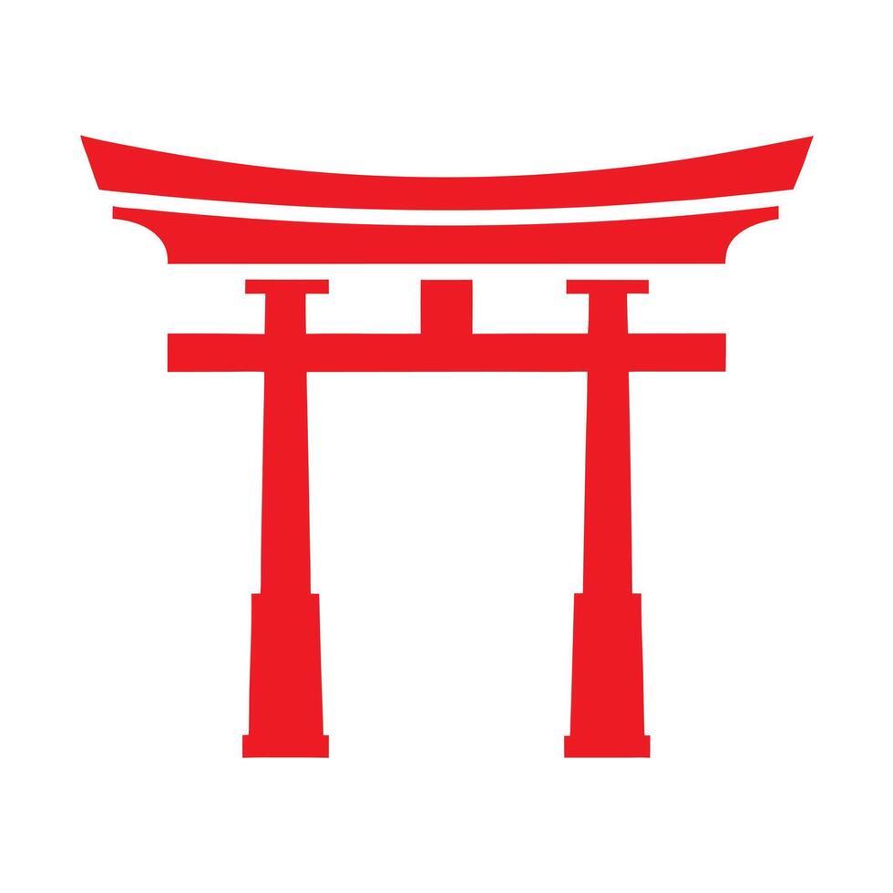 Red Japanese Torii Gate on White Background Simple Design vector