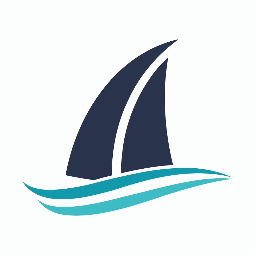 Abstract Blue Teal Sailboat Icon on White Background vector