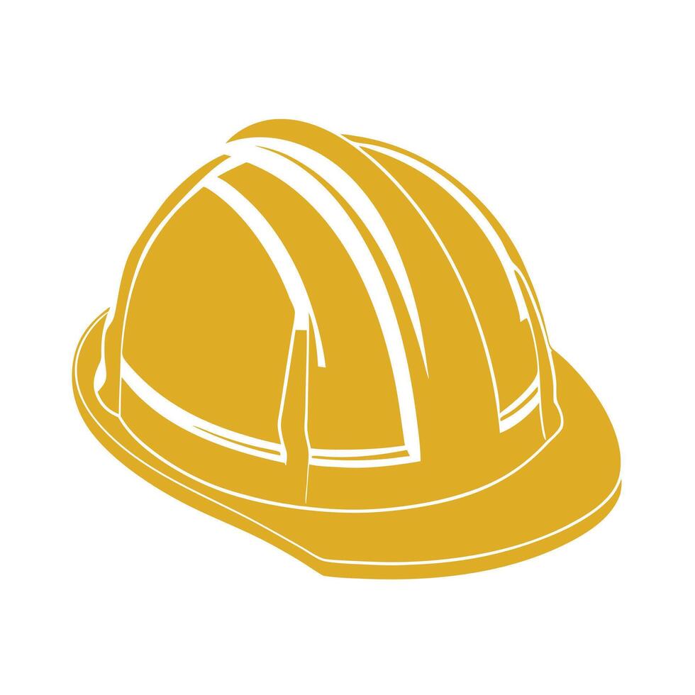 Golden Yellow Hard Hat Safety Helmet Construction Worker Icon Graphic Design Element vector