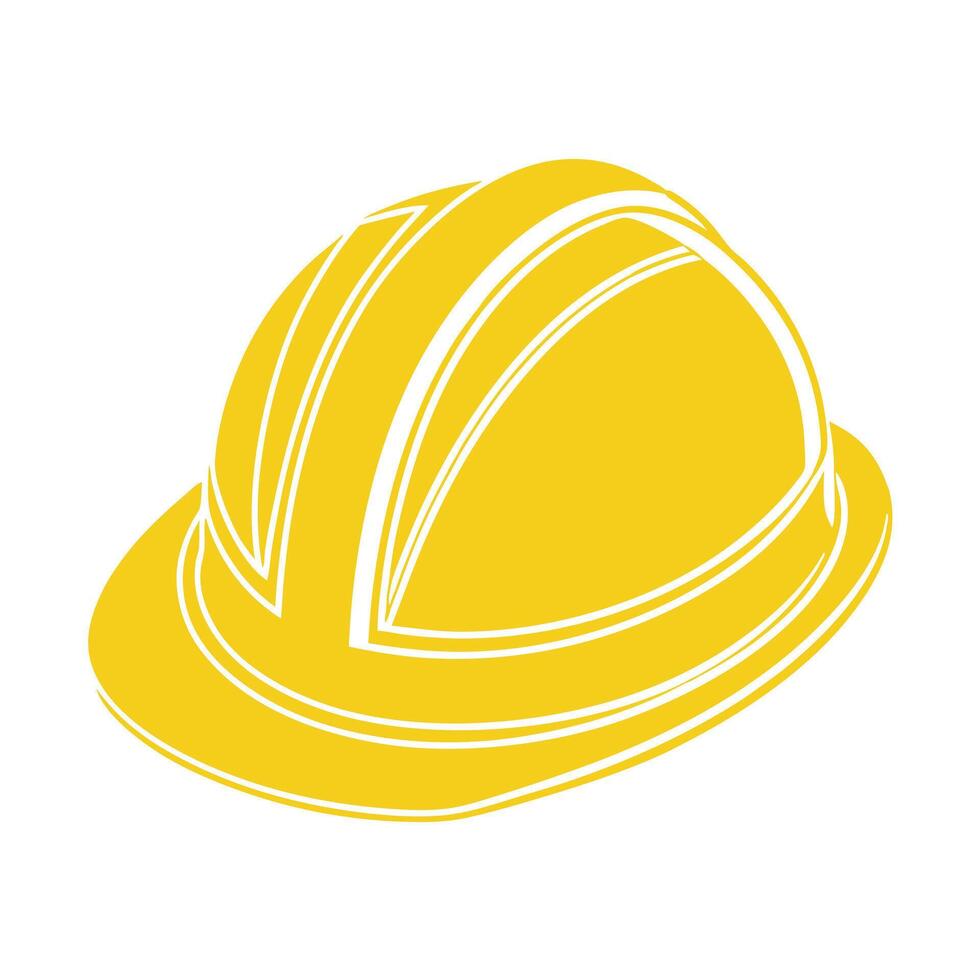 Yellow Hard Hat Safety Helmet Construction Worker Icon Graphic Design Element White Lines vector