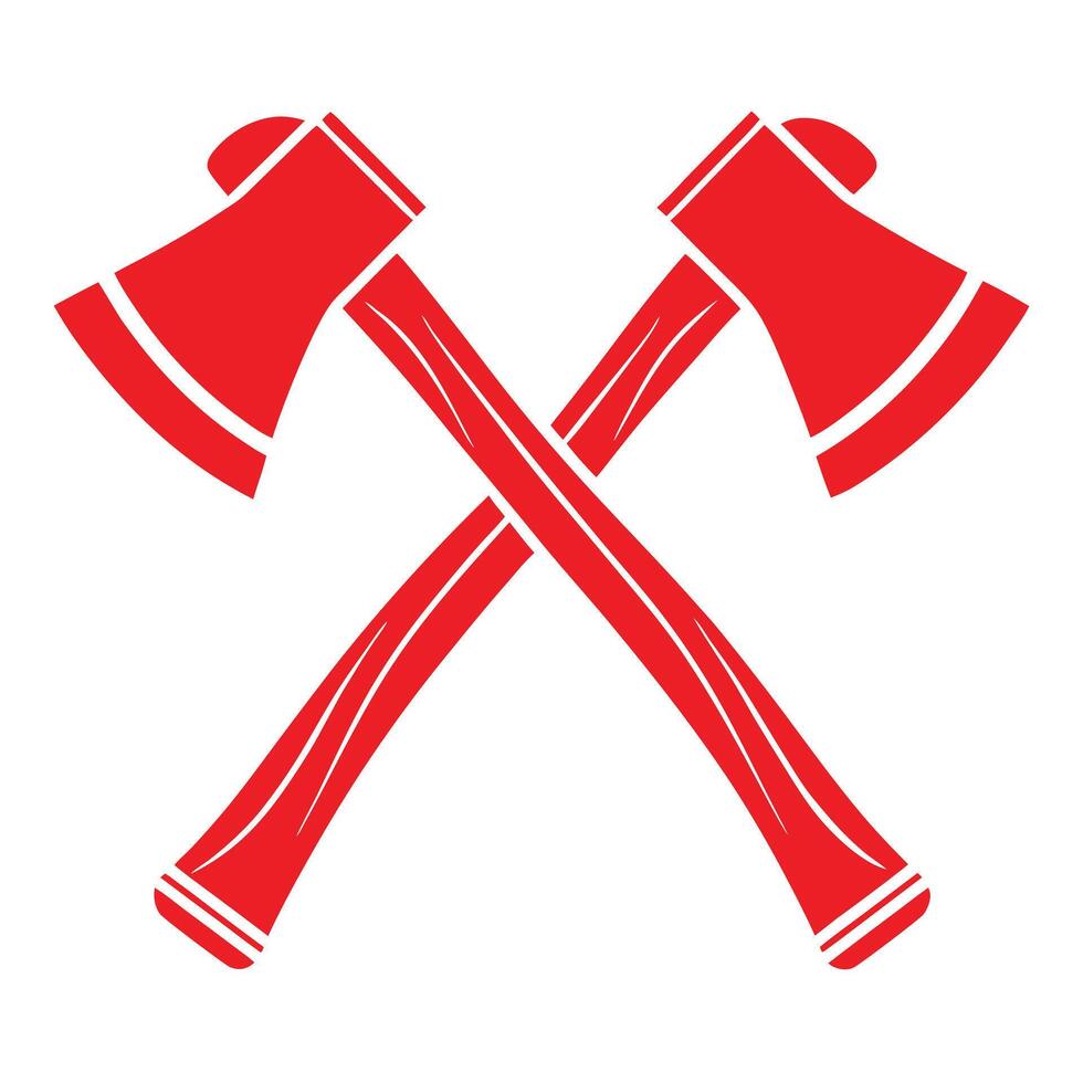 Two Red Axes Crossed Design Element Isolated on White Background Simple Graphic Lumberjack Symbol vector