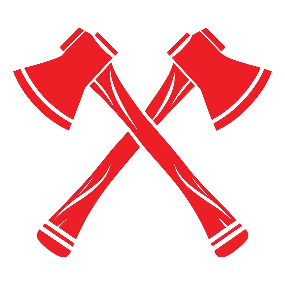 Two Red Axes Crossed Graphic Design Element Isolated on White Background Lumberjack Symbol 1 vector