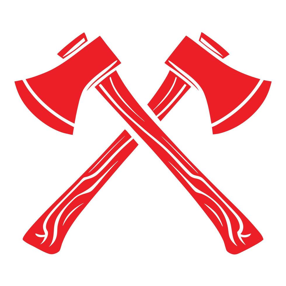 Two Red Axes Crossed Graphic Design Element Isolated on White Background Lumberjack Symbol vector