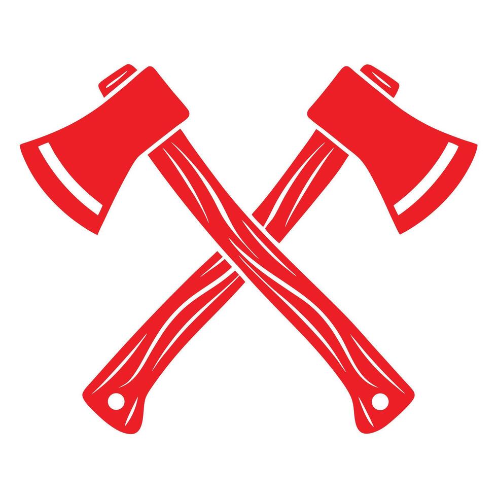 Two Red Axes Crossed Design Element Isolated on White Background Lumberjack Symbol Graphic vector