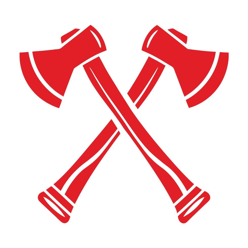 Two Red Axes Crossed Design Element Isolated on White Background Simple Graphic Icon vector
