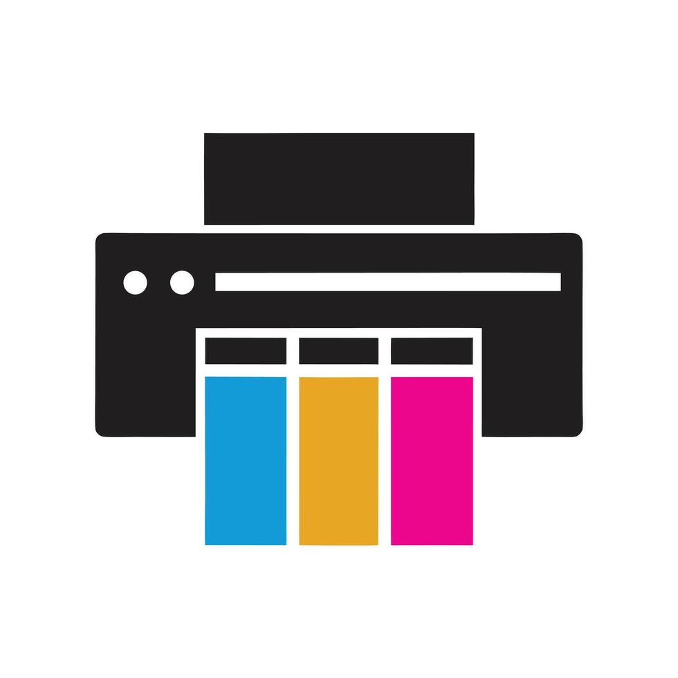 C M Y K Color Printer Icon Design Blue Gold Pink Cyan Magenta Yellow Black Graphic Symbol Isolated vector