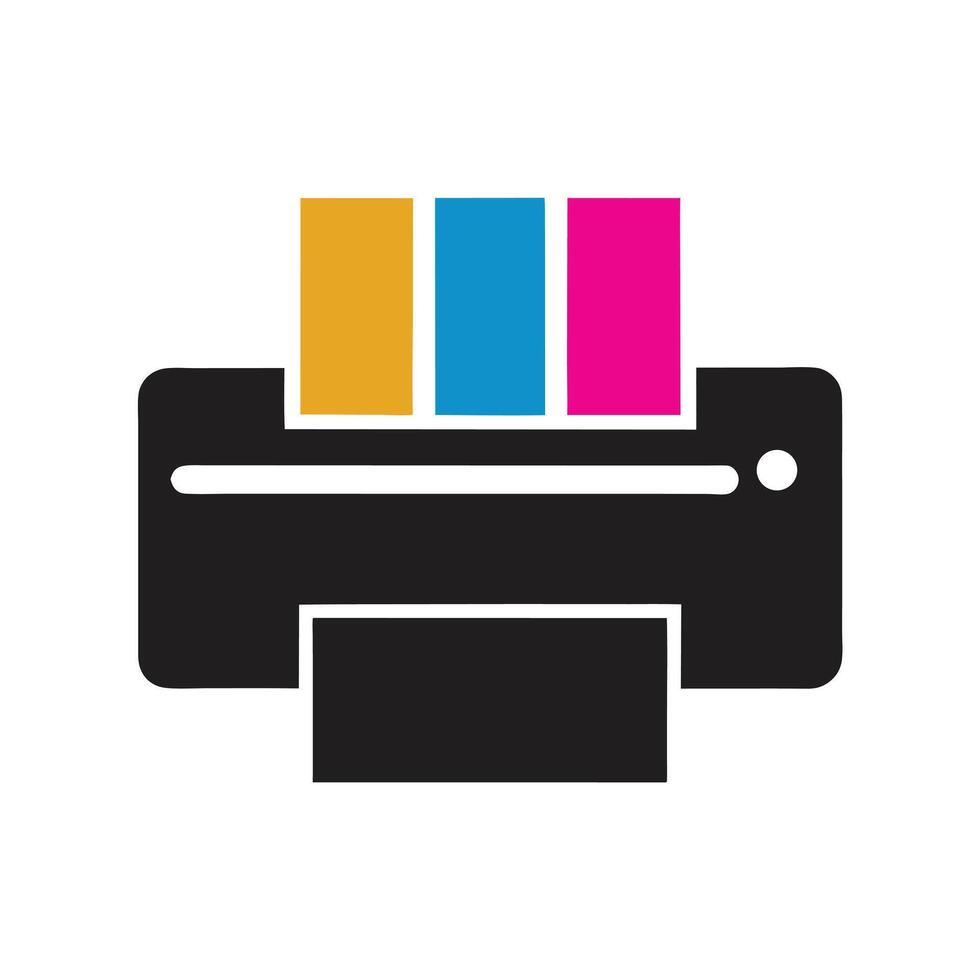 C M Y K Color Printer Icon Design Gold Blue Magenta Black Ink Cartridge Isolated Graphic vector