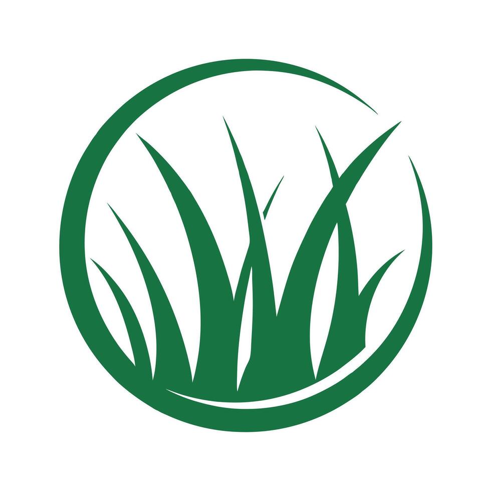 Green Grass Blades in Circular Frame Simple Nature Icon Logo Design Element circle vector