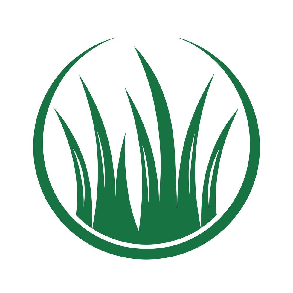 Green Grass Blades in Circular Frame Simple Nature Icon Design Element circle vector