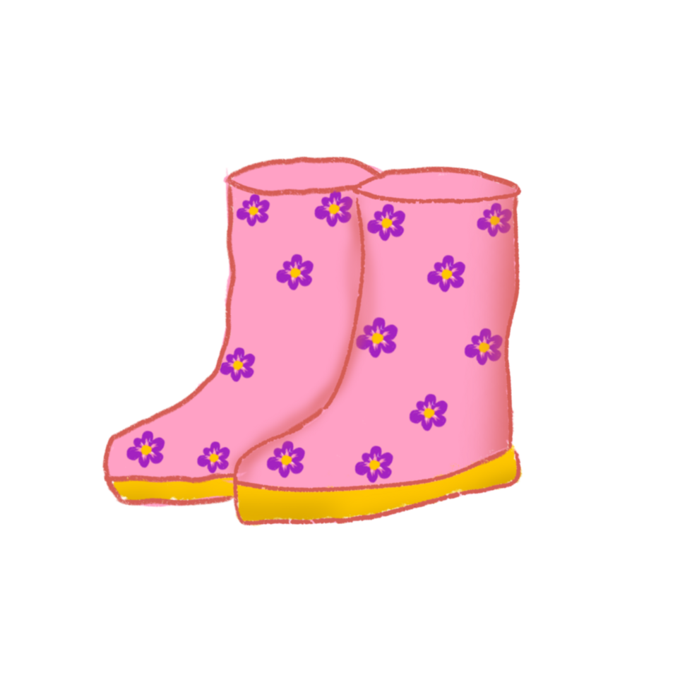 Pink Garden Boots with Flowers png