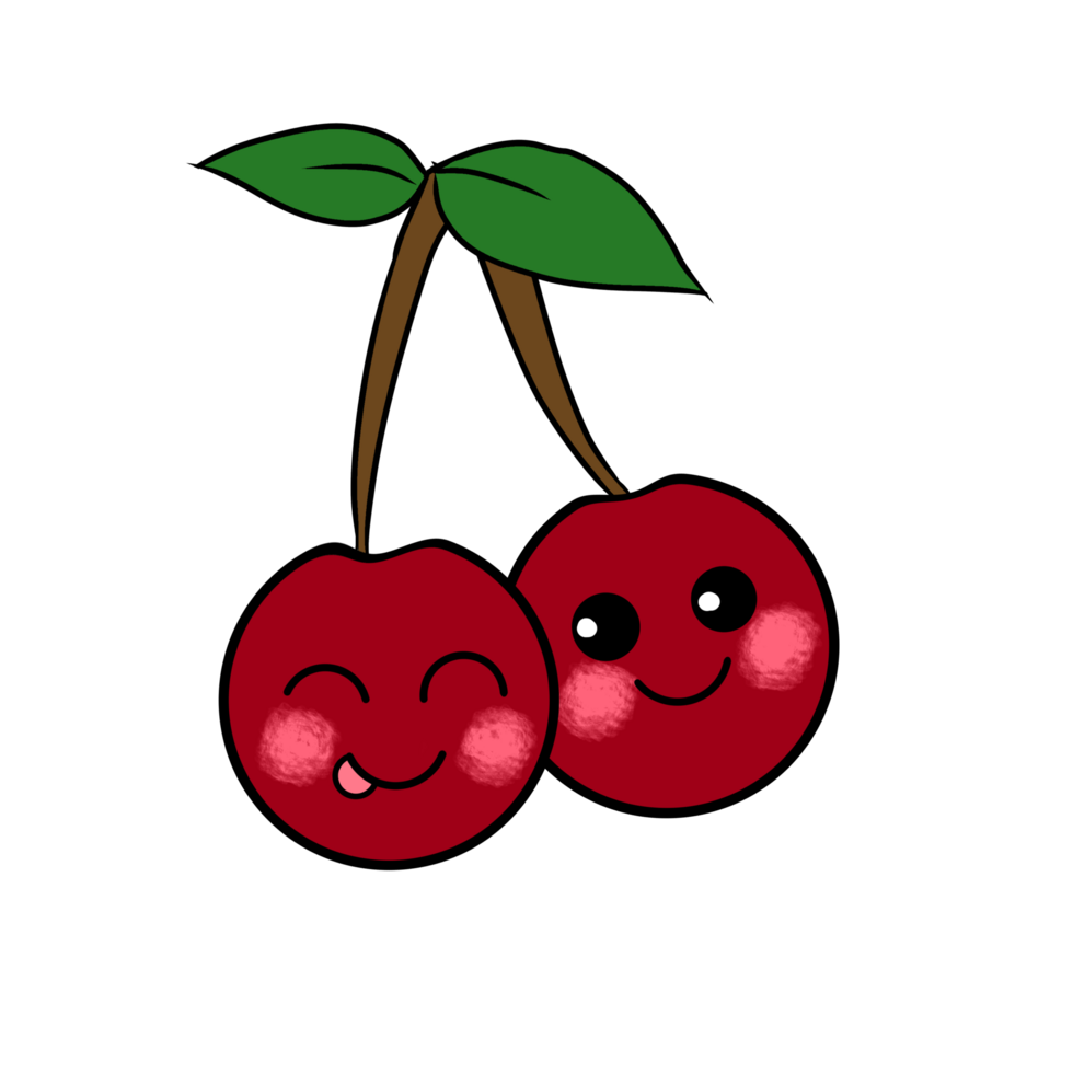 Cute Smiling Cherry Fruit Illustration for Kid png