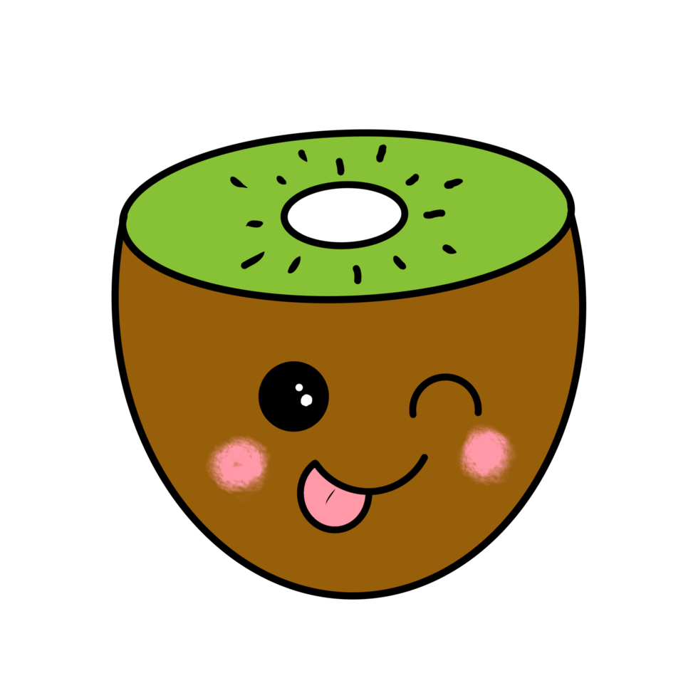 Cartoon Kiwi Fruit with Face Cute and Fuzzy Fun for Kids png