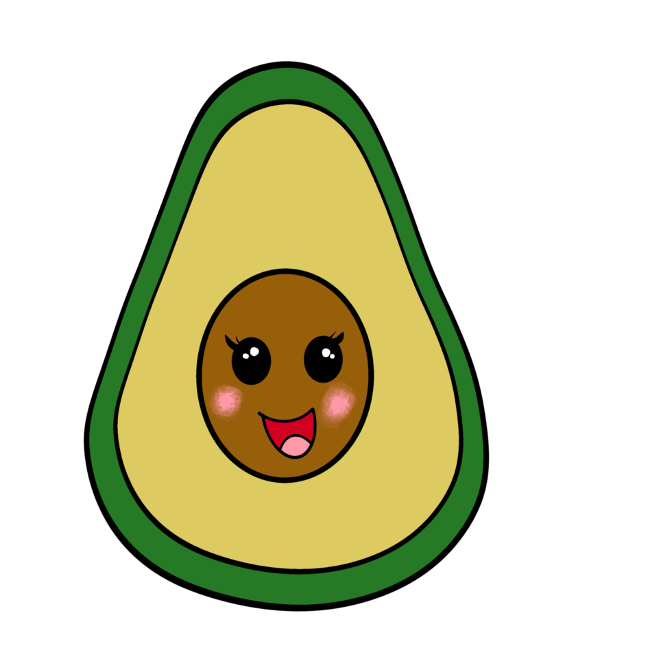 Happy Avocado Character Cute and Playful Fruit Design for Kids png
