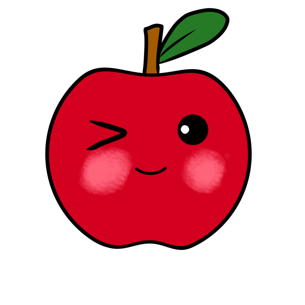 Cute Smiling Apple Character for Kids Fun Fruit Illustration png