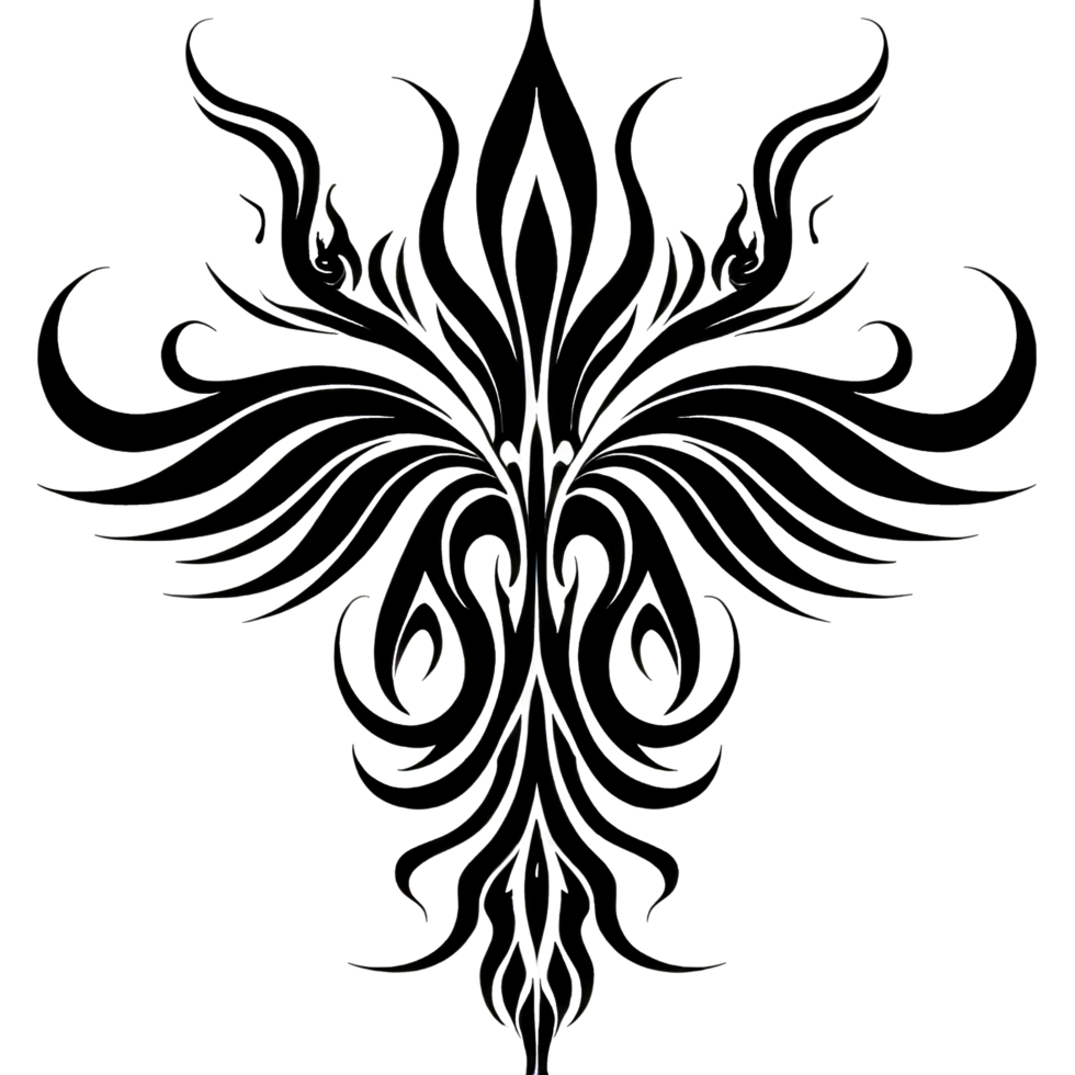 Geometric Symmetry Ornament A symmetrical black and white geometric design creating an elegant and sophisticated visual appeal perfect for a variety of creative endeavors png
