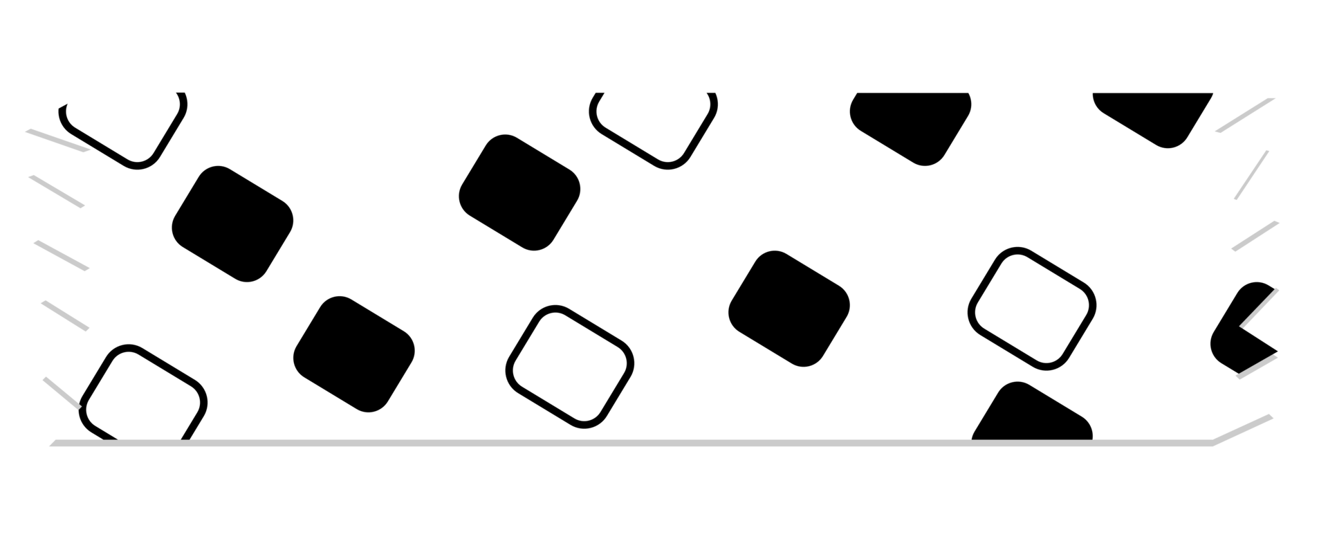Minimalist doodle style decorative tape for journals with cube shape png