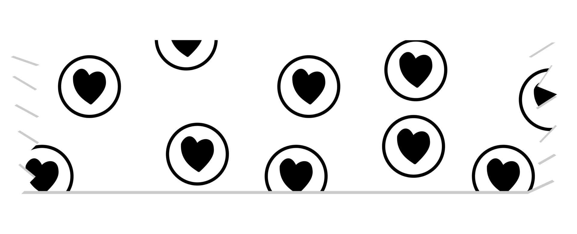 Minimalist doodle style decorative tape for journals with heart and circle png