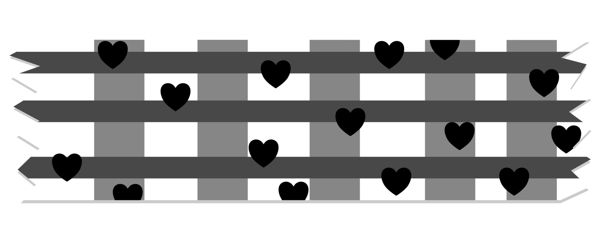 Minimalist doodle style decorative tape for journals with heart and line png
