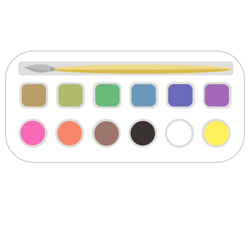 illustration of Solid Watercolor Paint box with brush png