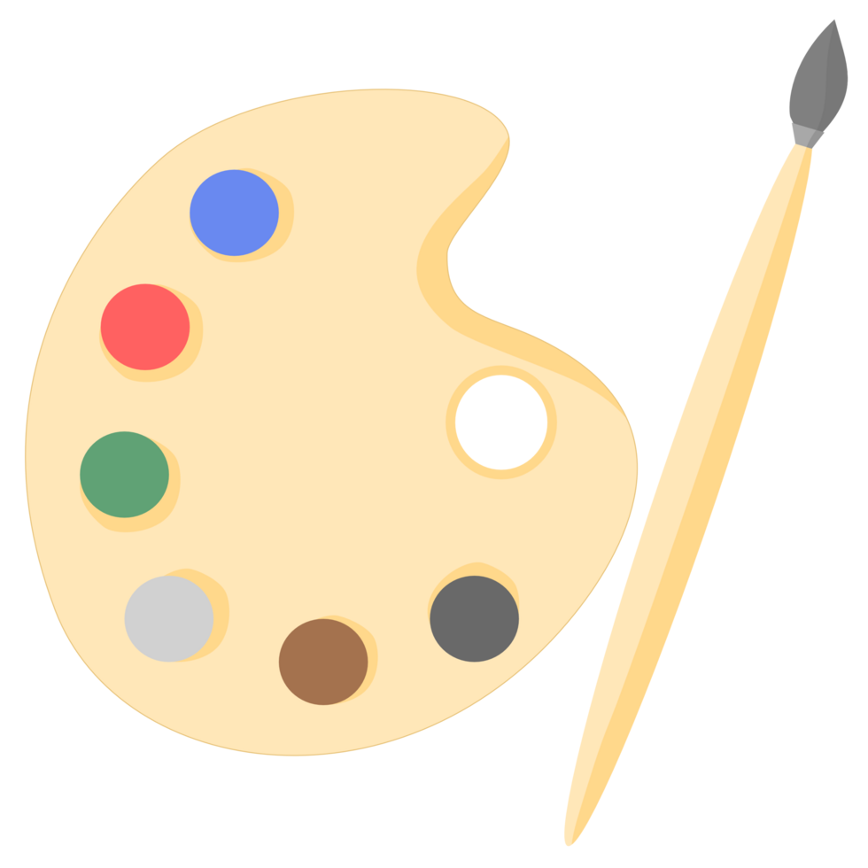 Illustration of a palette and paintbrush png