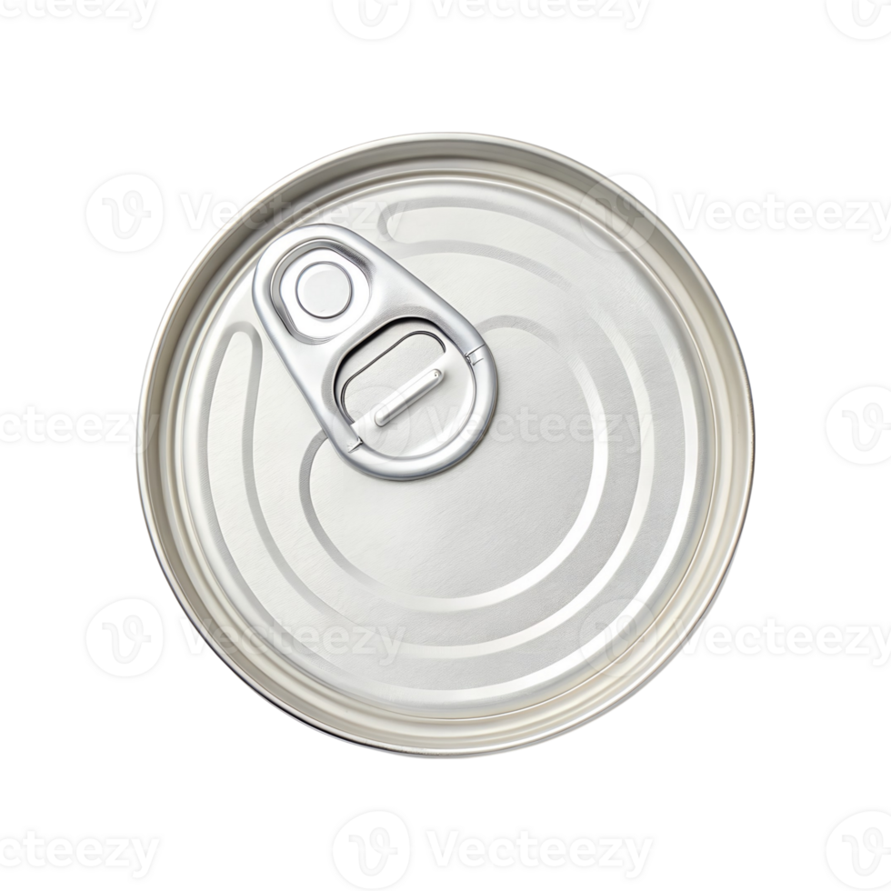 Top View of a Silver Metal Can with Easy Open Lid png