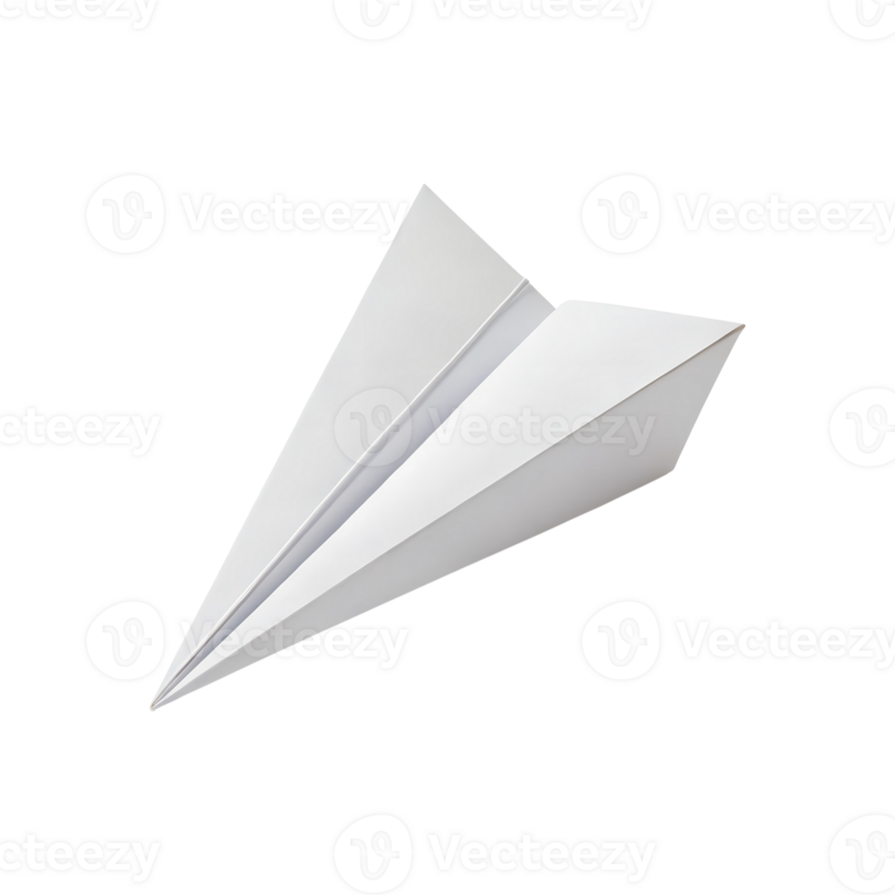 A Simple White Paper Airplane on a Gray Background Ready for Flight png