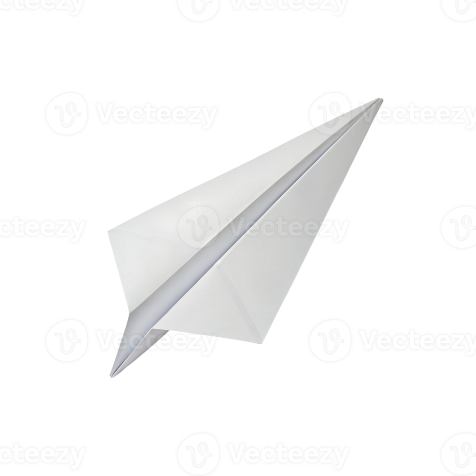 A pristine white paper airplane in flight against a gray background a simple yet elegant image png