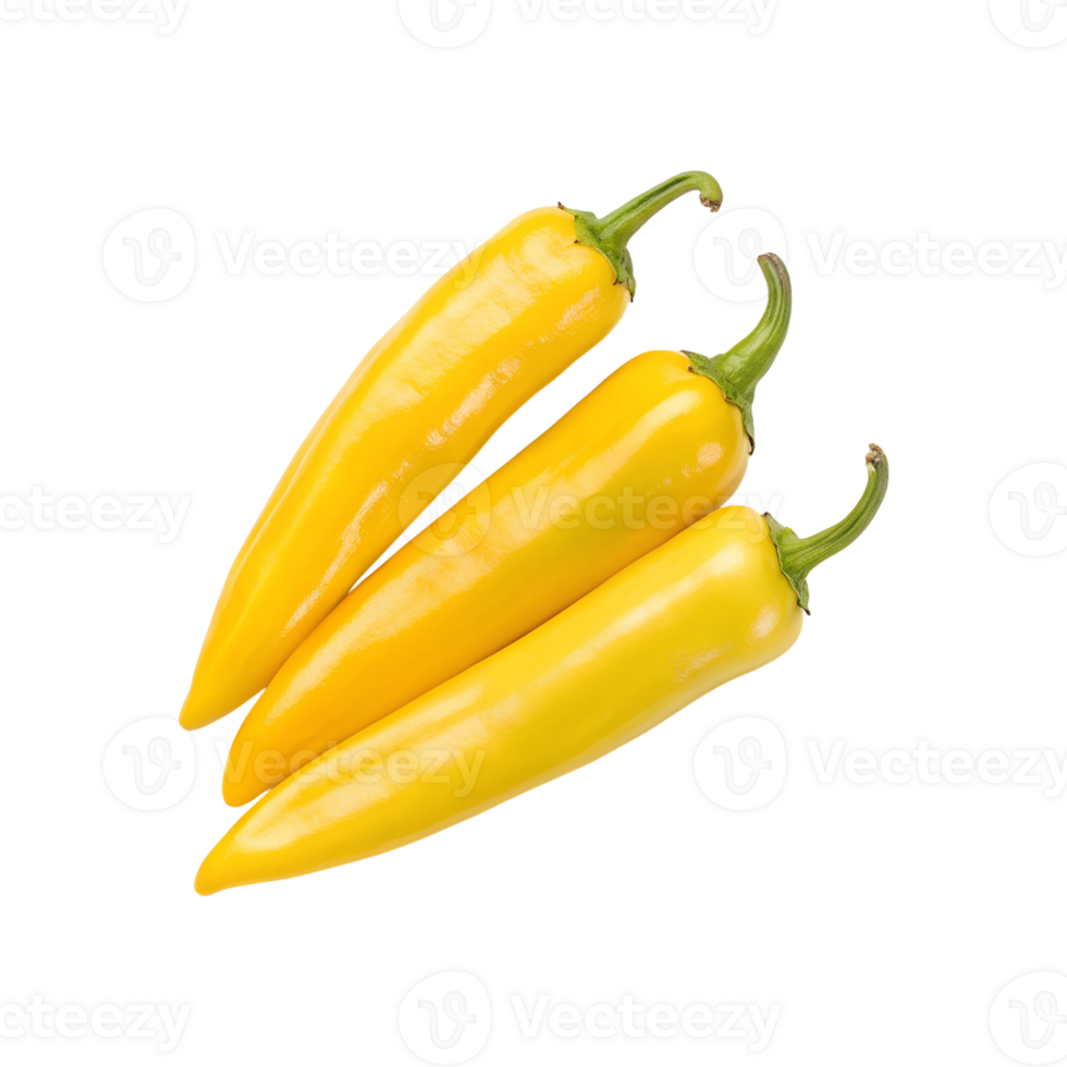 Three vibrant yellow chili peppers arranged together png