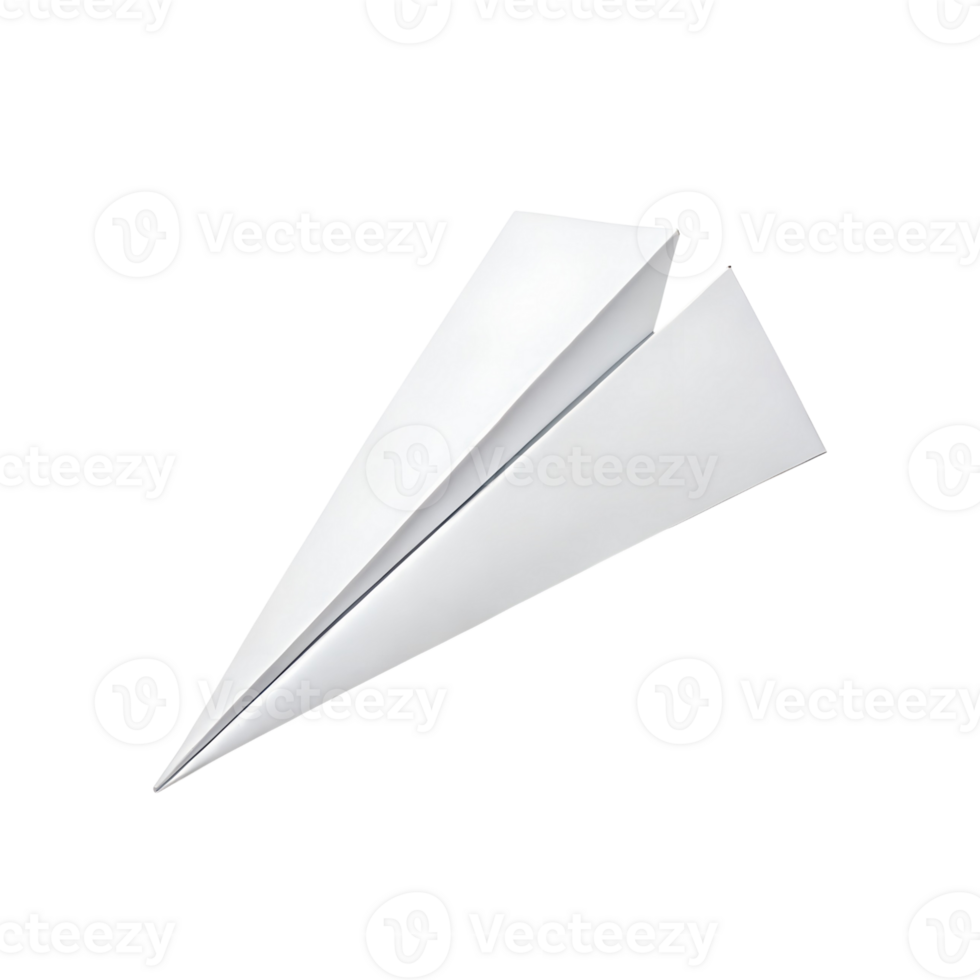 A Single White Paper Airplane Isolated on a Gray Background Simple Origami Flight Travel Journey png